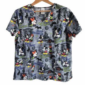 Fall Halloween Scrubs Top, Disney Mickey & Minnie Mouse, LG Medical Nursing